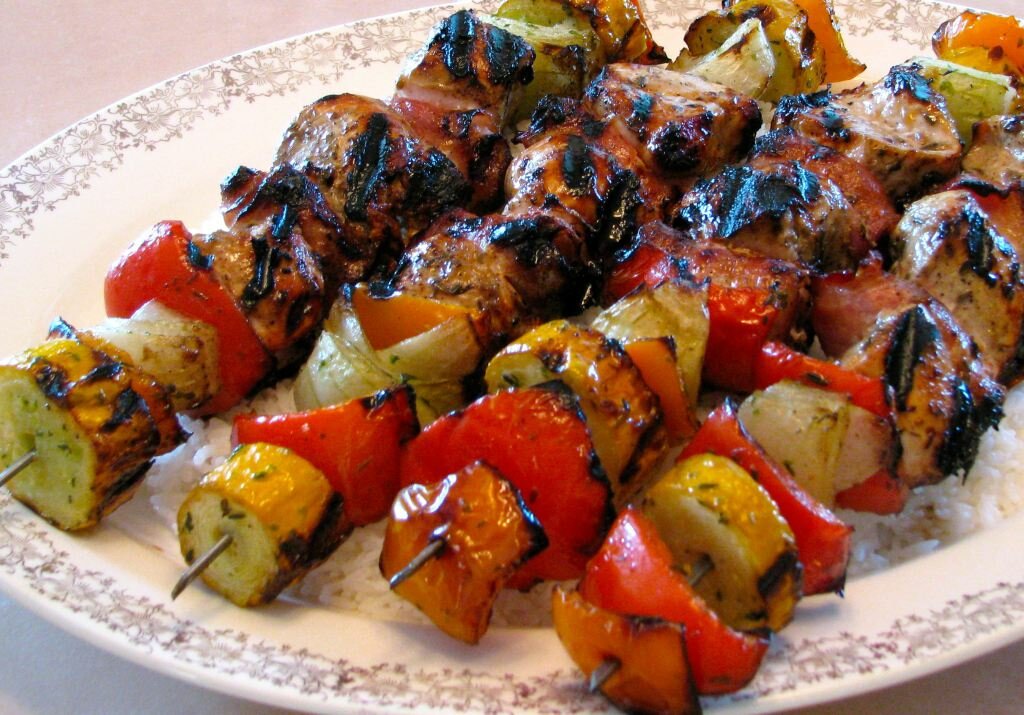 Beef Kebabs with Fried Cauliflower and Pineapple