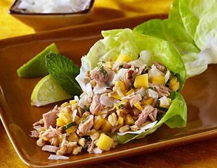 tuna salad in lettuce wrap